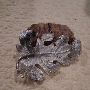 Sarah Coventry Silver Leaf Brooch